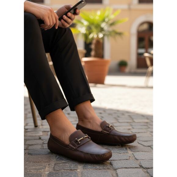 Massimo Matteo Bit Driver Loafer Mens 9 M Cognac Leather Moccasin Slip On Luxury main image 7